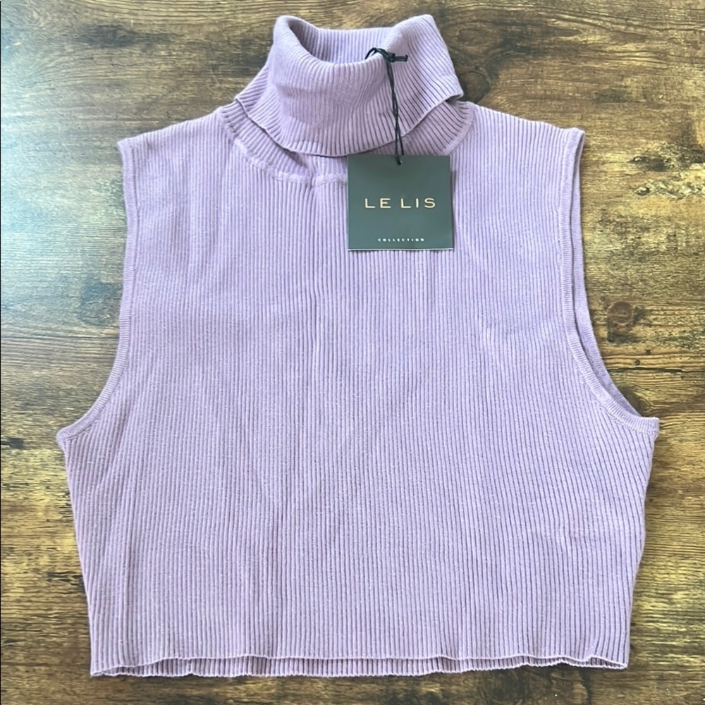 NWT- Le Lis Purple Ribbed Crop Tank Top